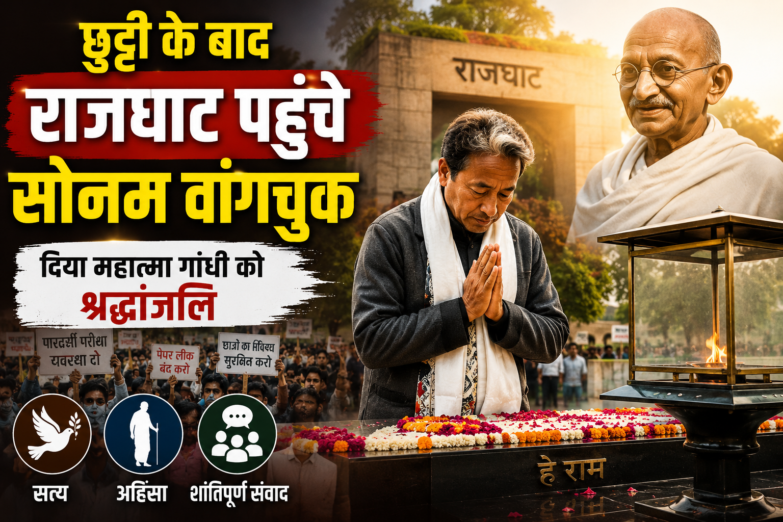 अस्पताल से सीधे राजघाट पहुंचे सोनम वांगचुक, बोले- आज भी प्रासंगिक है बापू का रास्ता