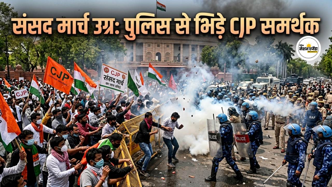 CJP का प्रदर्शन हुआ उग्र, पुलिस ने छोड़े आंसू गैस के गोले; अमित शाह और धर्मेंद्र प्रधान की बैठक जारी